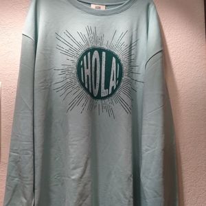 LATINO HERITAGE MONTH NEW NWOT SIZE 1X SWEATSHIRT  COLOR TEAL BLUE GREEN